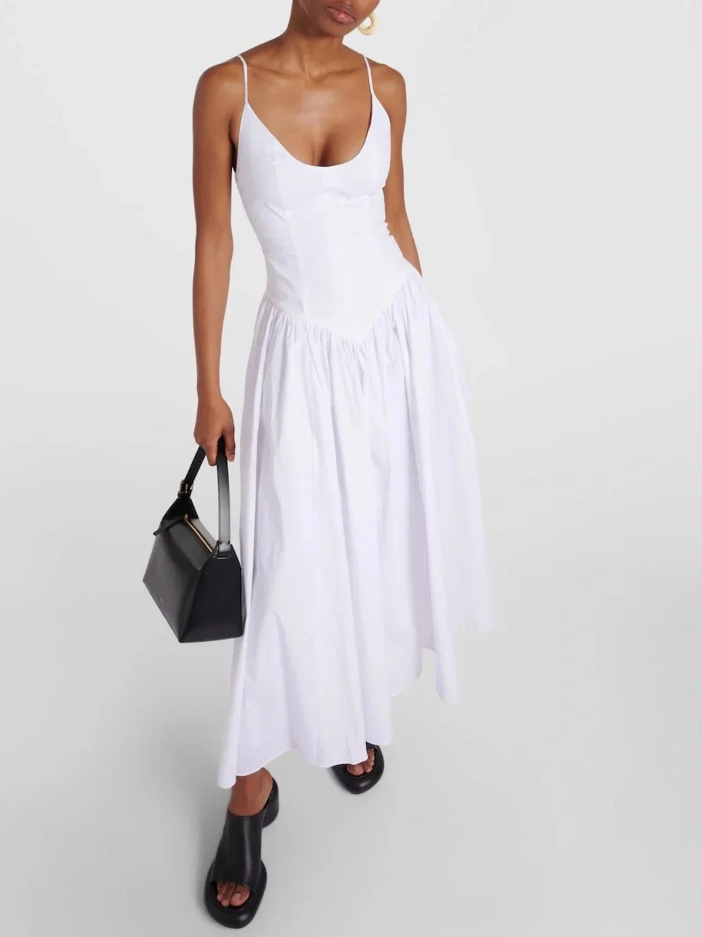 NWT Staud Dena Midi Dress White - Picture 5 of 16